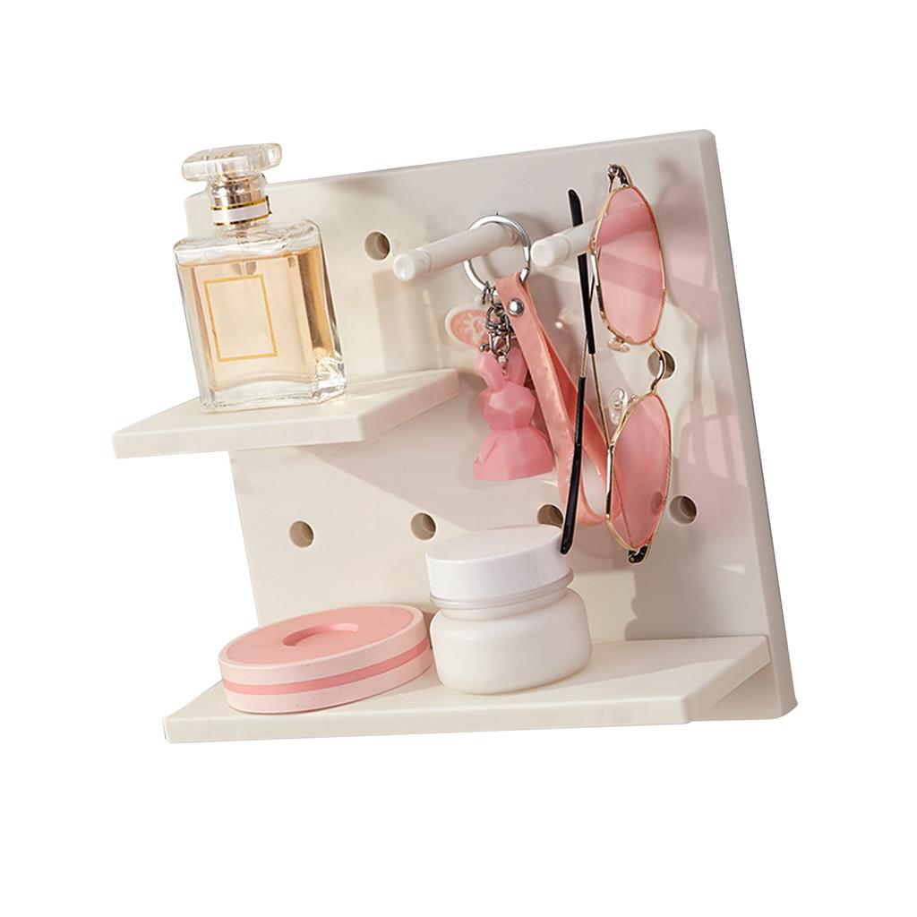 Pegboard Wall Organizer Shelves Punch Free Multifunctional Wall Pegboard Organizer for Doll Gray