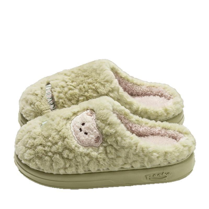 Winter Cartoon Fuzzy Slippers: Cute Plush Indoor Cotton Slippers for Women and Men
