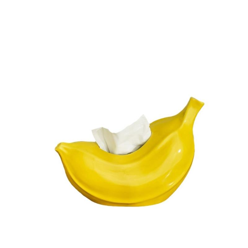 Creative Home Banana-shaped  Ceramic Tissue Box Dopamine Table High Appearance Level Decorative Living Room Ceramic Dining Table