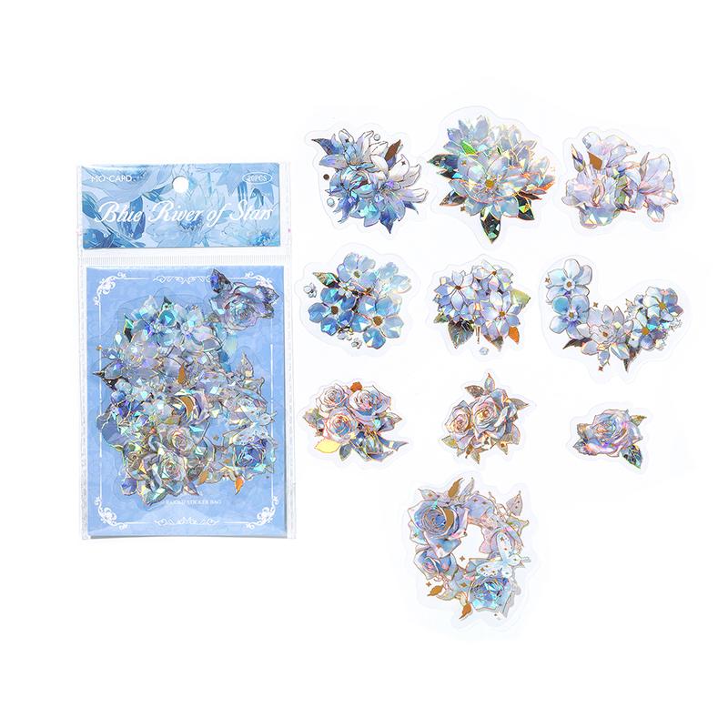 

20pcs/pack PET Laser Gilding Stickers Plant Flowers Decorative Stick Labels Handmade DIY Junk Journal Supplies