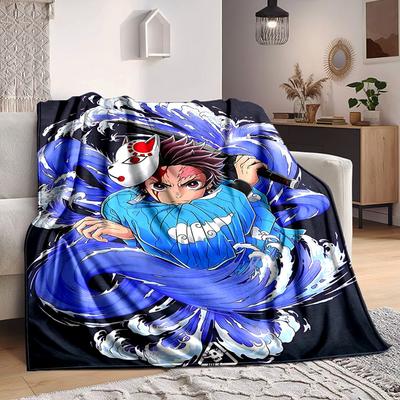 1pc Demon Slayer Blanket Soft All Season Throw with Vibrant Design, Perfect for Home, Travel, and Gifts, Ideal for Naps and Camping