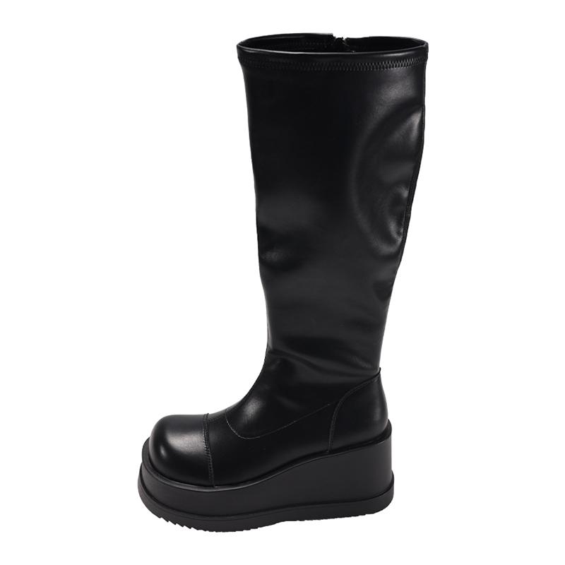 Fashion Platform Women Knee High Boots Wedges Fashion Designer Shoes Dress New Long Boots 2025 Winter Goth Chelsea Botas Women's Boots