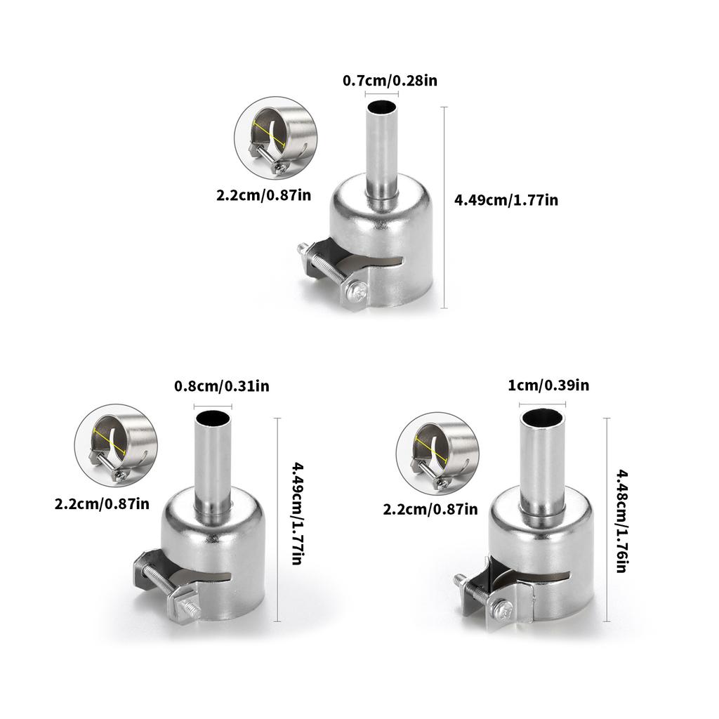 3pcs 45 Degree Angled Heat Guns Nozzle Attachments Set Hot Air Solder 45 Degree Tips Desoldering Station Repair Tools