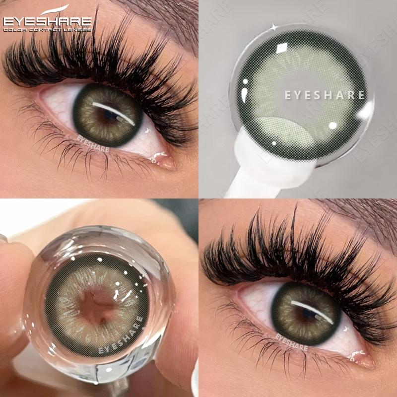 Eyeshare 2ks/pár Kontaktní čočky řady NICOSIA Roční zelené čočky 14,2 mm Modré oči Čočky Módní kosmetika Žáci