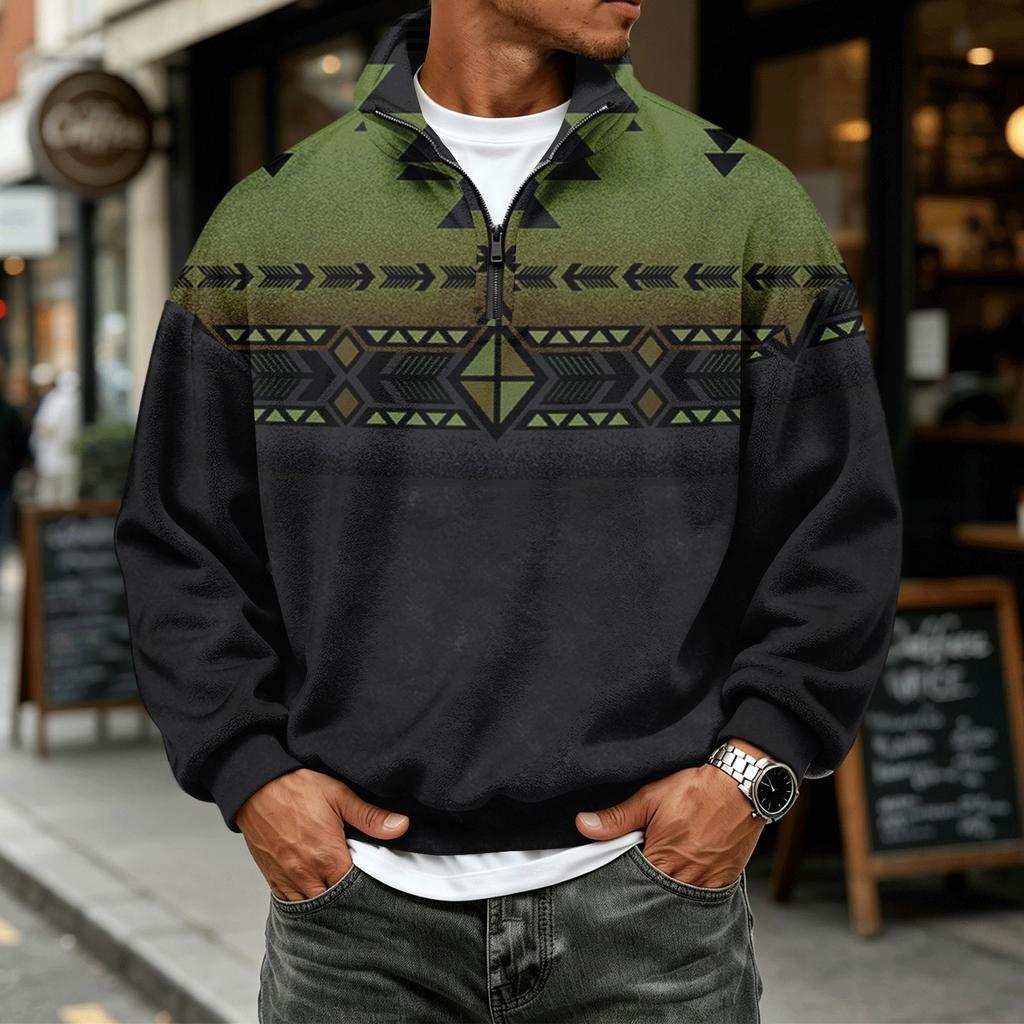 Men's Casual Flannel 1/4 Zip Long Sleeve Sweatshirt for Everyday Wear