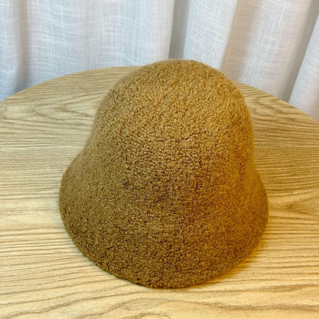 Lamb Wool Bucket Hat Women's Autumn and Winter Thickened Warm Basin Hat Solid Color Wool Bucket Hat