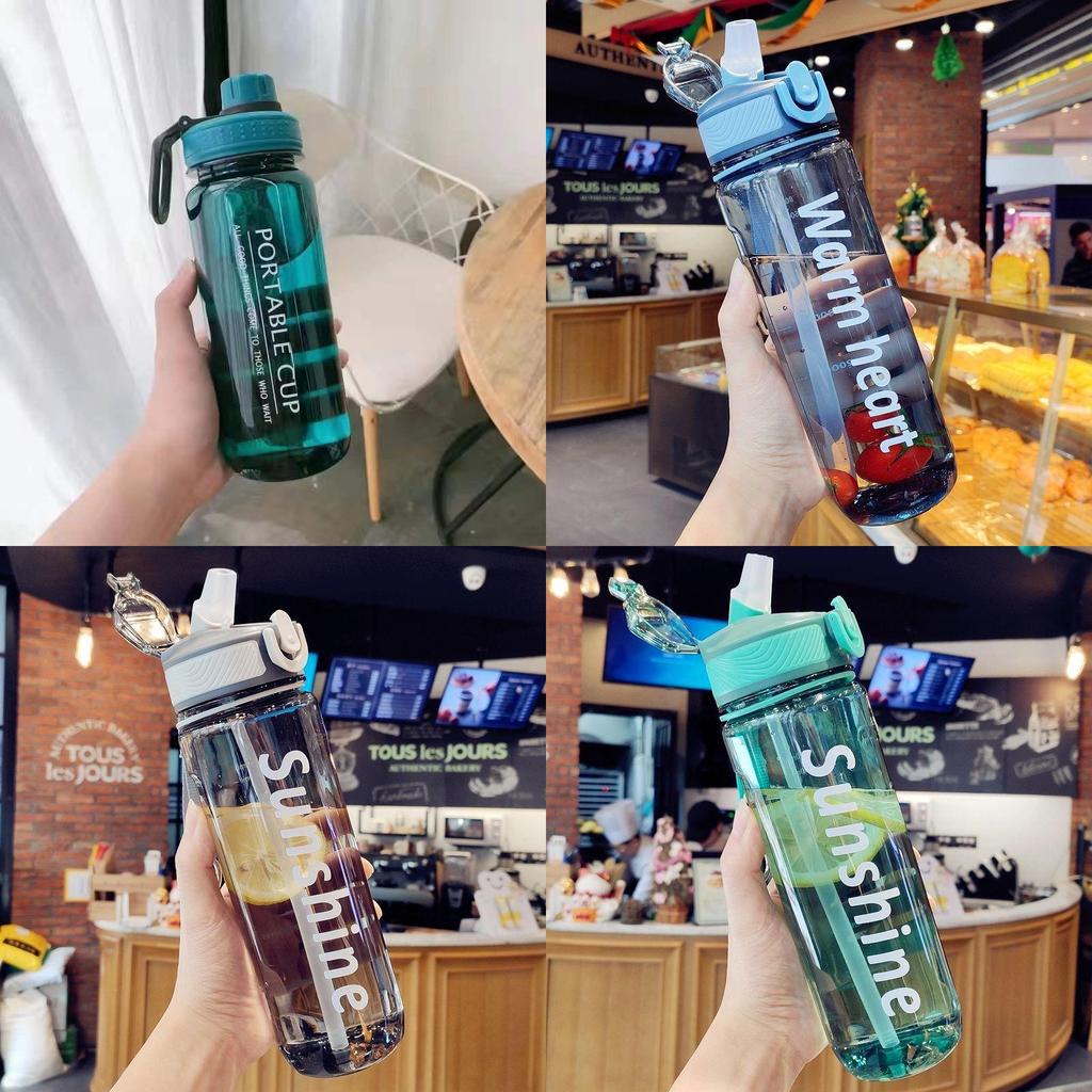 Portable Sports Water Bottle With Locking Cap And Straw For Men And Women