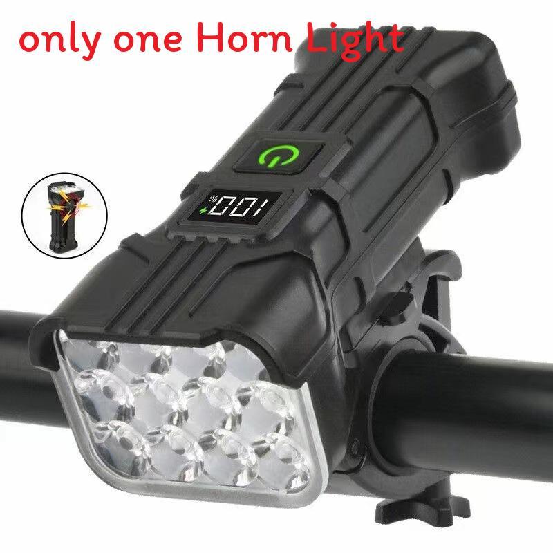 Bicycle Front Light Usb Rechargeable High Brightness 12led With Digital Display For Night Cycling