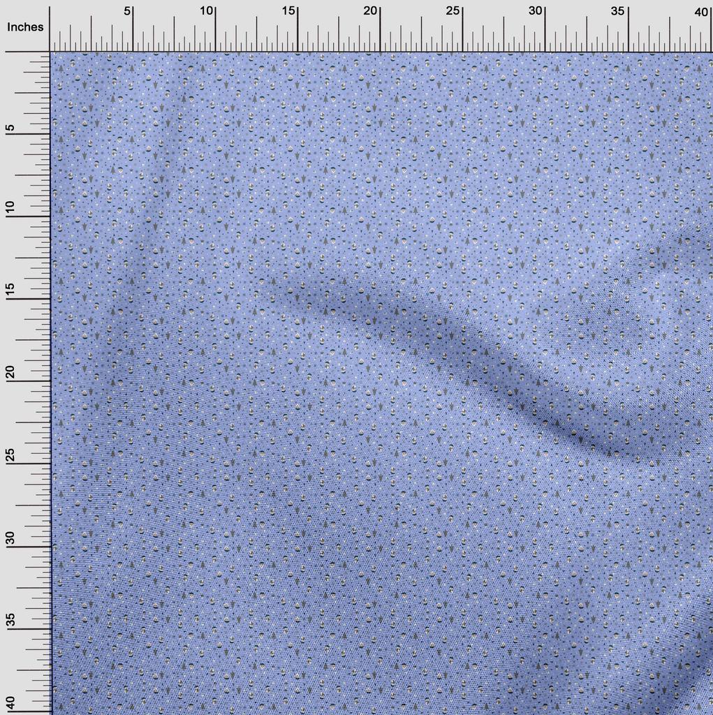 oneOone Cotton Flex Medium Blue Fabric Christmas Sewing Material Print Fabric By The Yard 40 Inch
