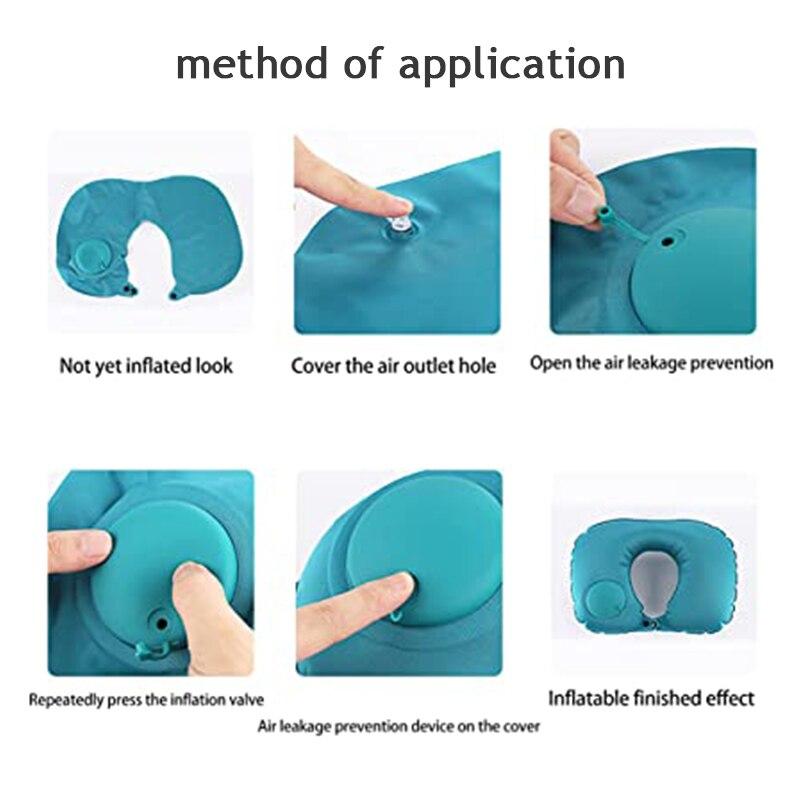 Travel Pillow U Shape Automatic Air Inflatable Compress Pad Folding Press Type Neck Pillows For Airplane Car Outdoor Siesta Tool