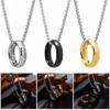 Men's Titaniums Steel Necklace Retro Finger Ring Charm Pendant Clavicle Chain Handmade Choker Music Festival Jewelry