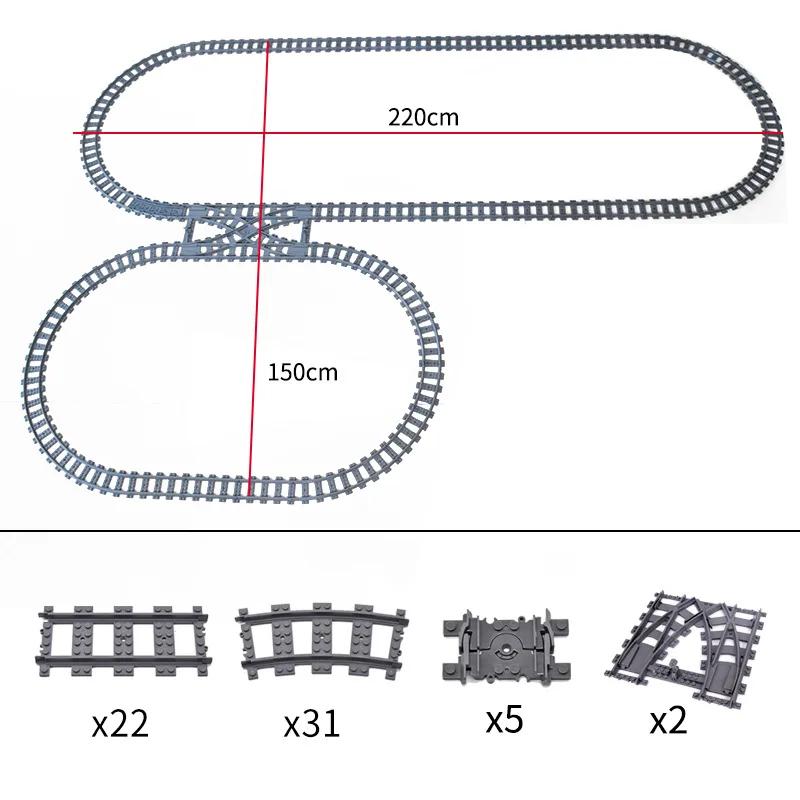 Compatible With LEGO MOC Railroad Bridge Train Track Combination Scene Building Blocks DIY Cross Track Bricks Toys Rail Car