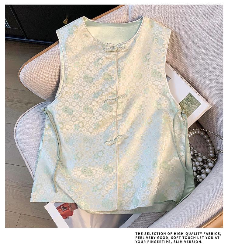 2025 Women's High-End Retro Jacquard Tang Style Sleeveless Vest