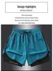 Men's Quick-Dry Double Layer Three-Point Running Shorts with Lining