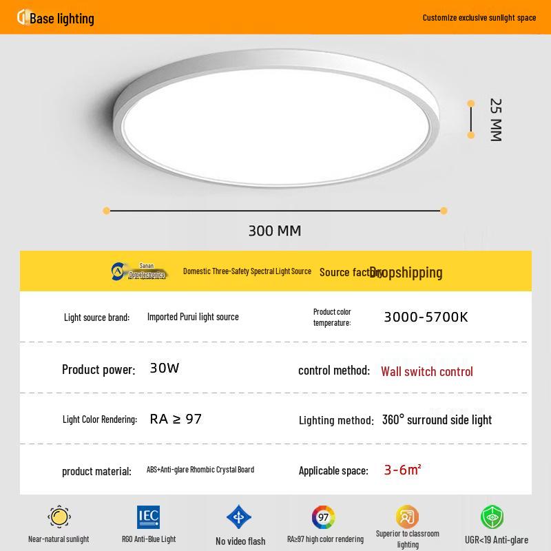 Qinghui Full Spectrum 98 Anti-Blue Light Smart Ceiling Light for Children s Bedroom and Study