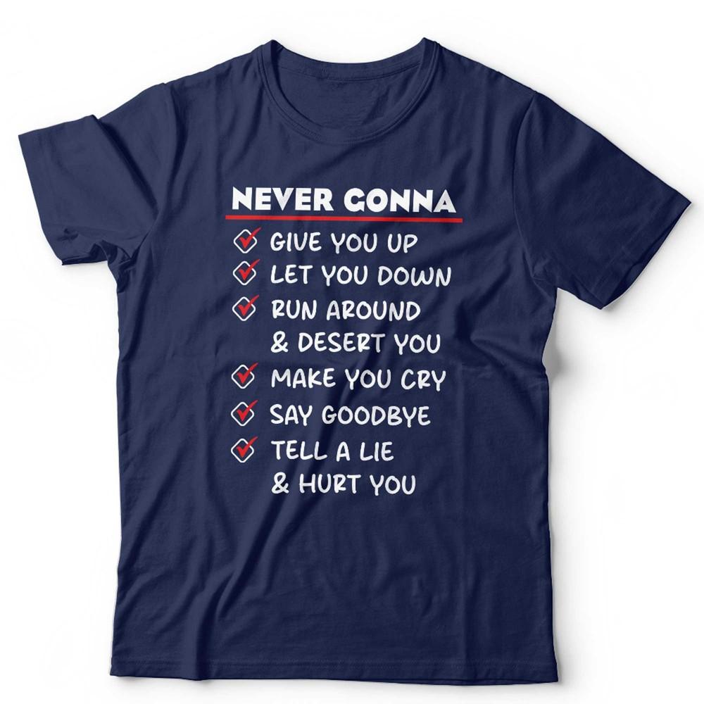 Rick Astley T Shirt Unisex Never Gonna Give You Up Funny Lyric Tee Pop Music S