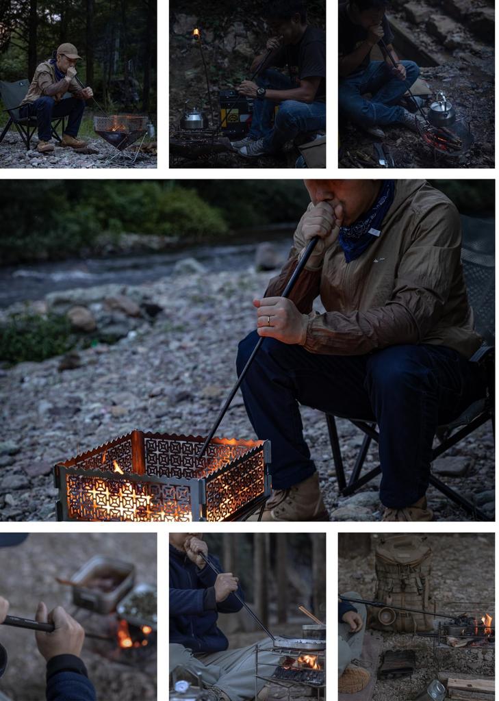 CAMPINGMOON Bonfire Blower, Split Type, Compact, Fire Starter, Bellows, Solo Blaster, Black Gear BKMS-43