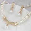 Brud Kvinnor Halsband Faux Pearl Rhinestone Charms Bröllopsörhängen Smycken Set