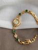 New Women's Watch Green Jade High Quality Diamond Middle Ages Bracelet Gold Watch Luxury Retro Small dial