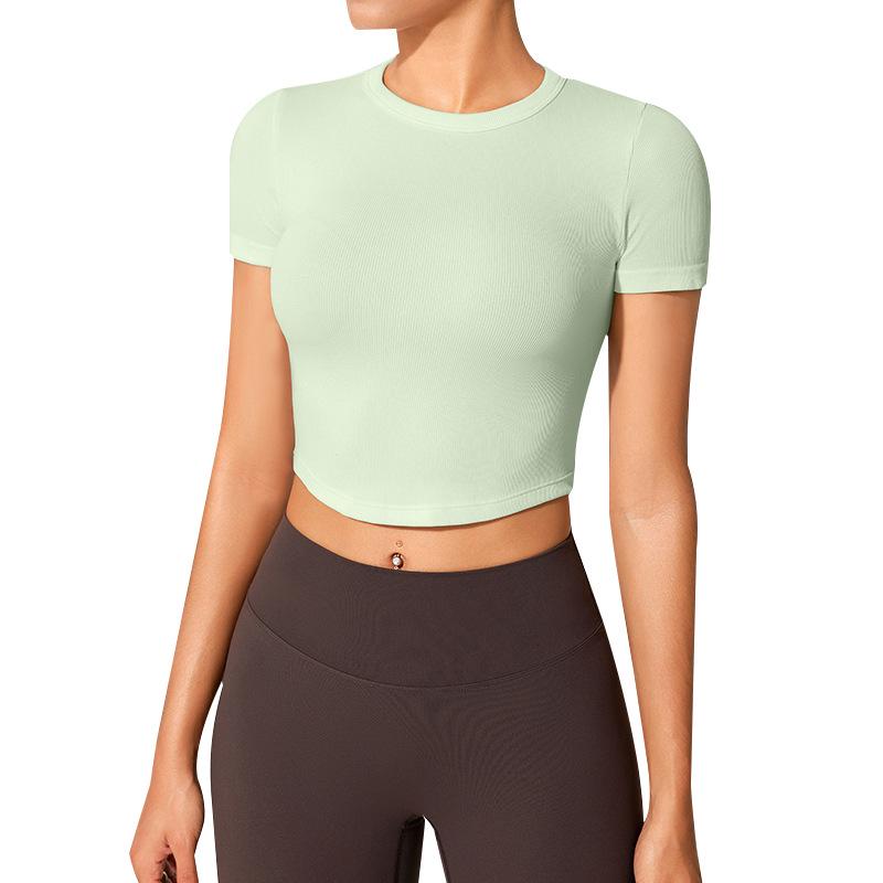 Women's Seamless Sports Top: Breathable, Short Sleeve Yoga and Running T-Shirt for Summer Fitness