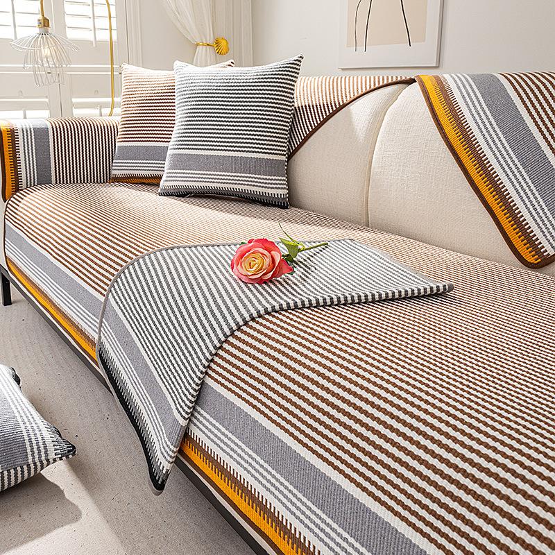 Einfaches modernes Baumwoll- und Leinenstoff-Sofakissen Vier Jahreszeiten Universelles Rutschfestes Kissen Sofaüberwurf Schonbezug