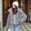 Winter new leopard print padded coat down padded jacket hooded versatile fashion women loose thick coat