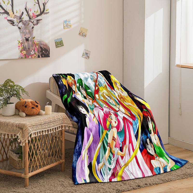 Cartoon Beautiful Girl War Series Double-Sided Flannel 3D Digital Printing Blanket, Blanket