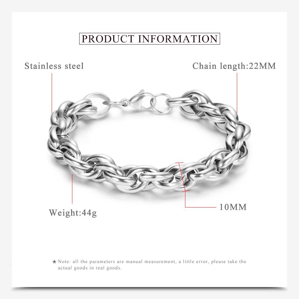 Punk Ins Motorcycle Trendy Men's Fashion Domineering Twist Bracelet Titanium Steel Bracelet