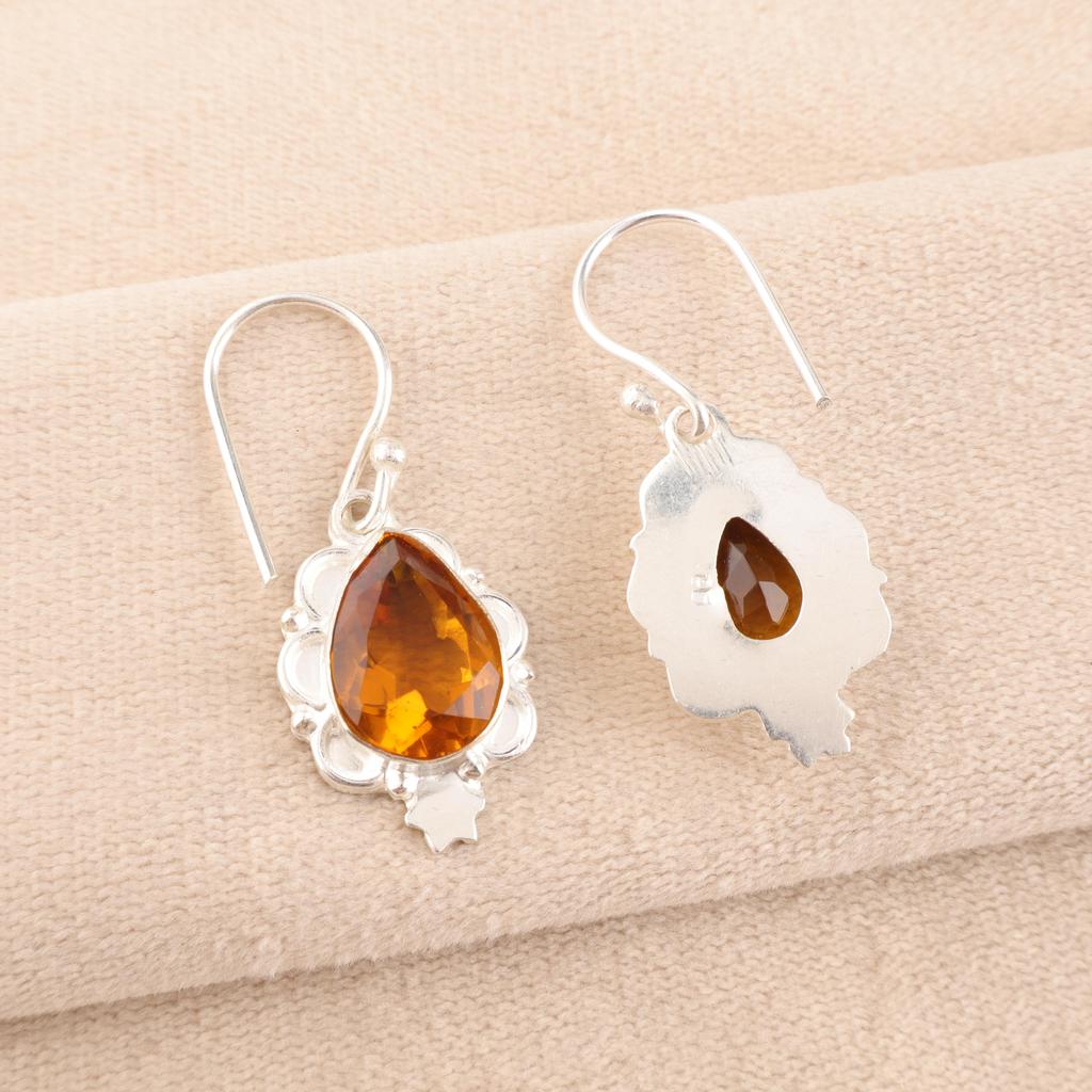 Citrine Gemstone Jewelry, 925 Solid Sterling Silver Earrings, Charming Citrine Silver Jewelry, Handmade Earrings For Wedding Gift