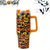 1200ml Stainless Steel Thermos with Portable Leak Proof Lid and Straw Suitable for Halloween and Birthday Gifts