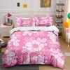 Pink Background Hand-drawn Floral Pattern Bedding Set 1 Duvet Cover 2 Pillowcases for Adult and Children Luxury Gift Full Size