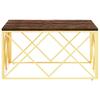  Coffee Table, Gold, Stainless Steel and Solid Reclaimed Wood