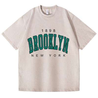 Retro Washed Vintage T-shirt 1898 New York Printed Women T-shirt Fashion Fleece T-shirt Creativity Pullover Clothing