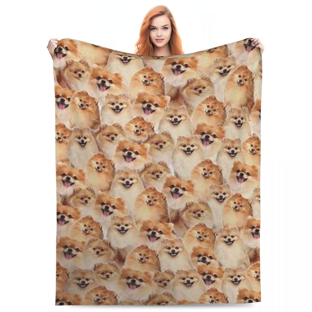 Pomeranian Blanket Pet Dog Picnic Flannel Throw Blanket Soft Durable Bedroom Design Bedspread Birthday Present