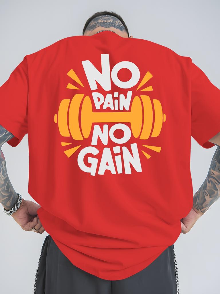 Motivational Fitness Quotes Urban Style Loose and Breathable Summer Mens Casual Tshirt with Short Sleeves Fashionable Design