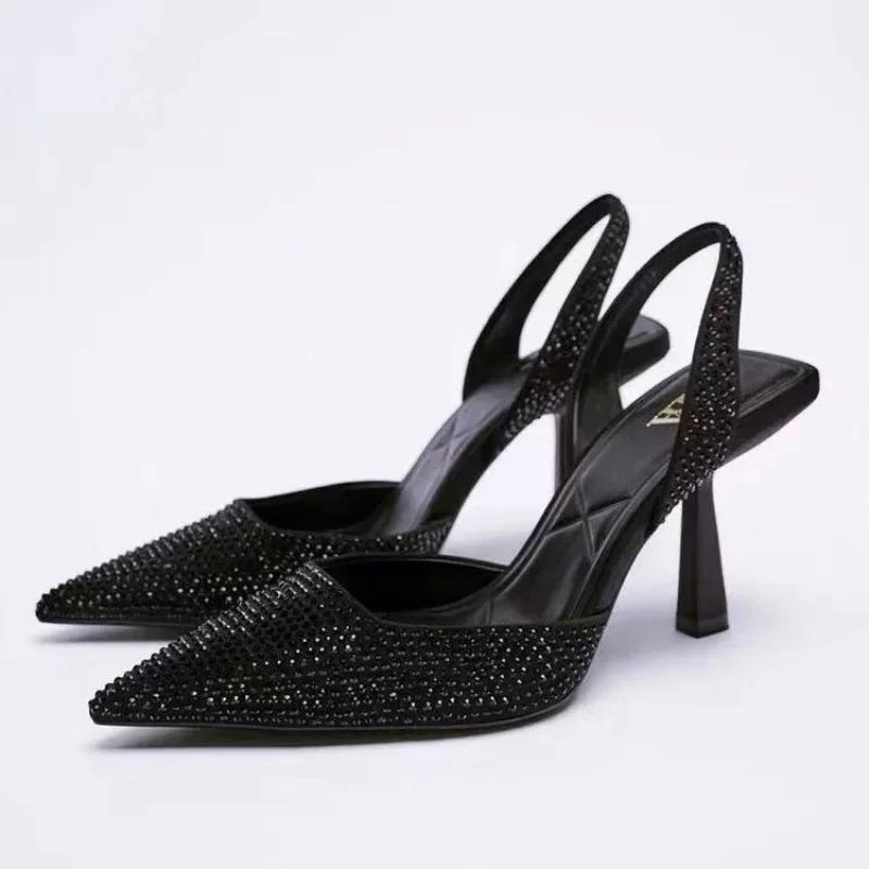 Fashion Summer Women's Sandals New Spring Sandals Elegant Women's High Heels Pointed Toe Back High Heels Fashion Women's Shoes Sandals