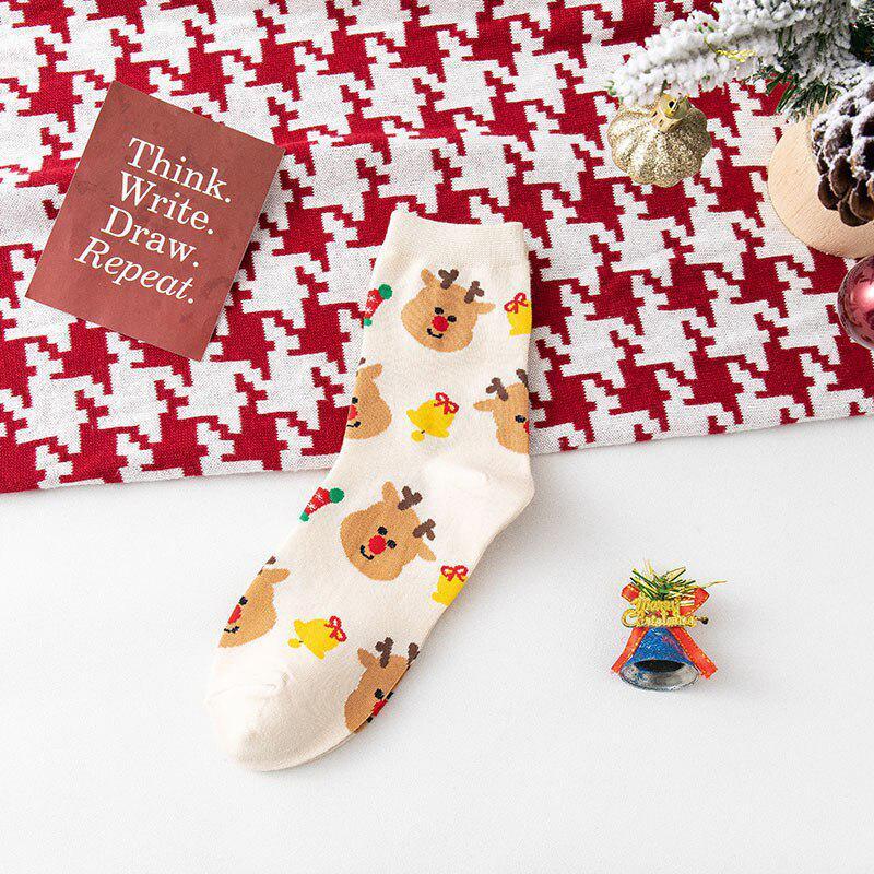 

Christmas Socks Woman Funny Santa Claus Christmas snowman Socks Kawaii Cartoon Animal Girl Cute Christmas Gift Socks 35-39cm білий