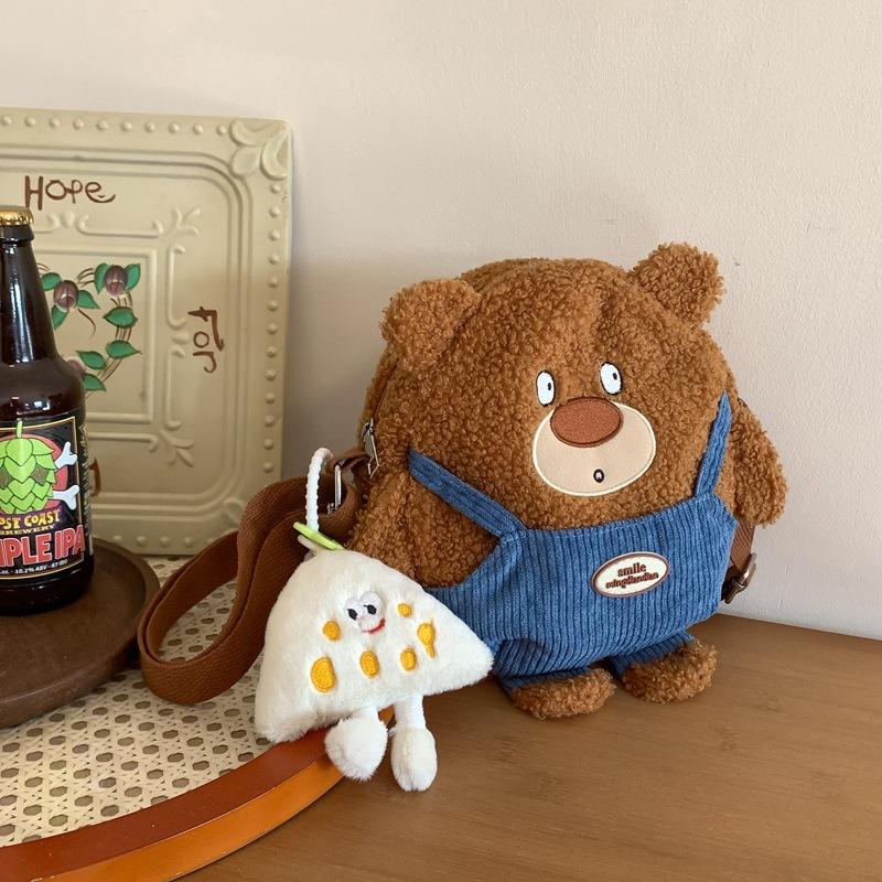 Wind Soft Girl Girl Messenger Bag Mobile Phone Bag Lamb Wool Cute Cartoon Bag