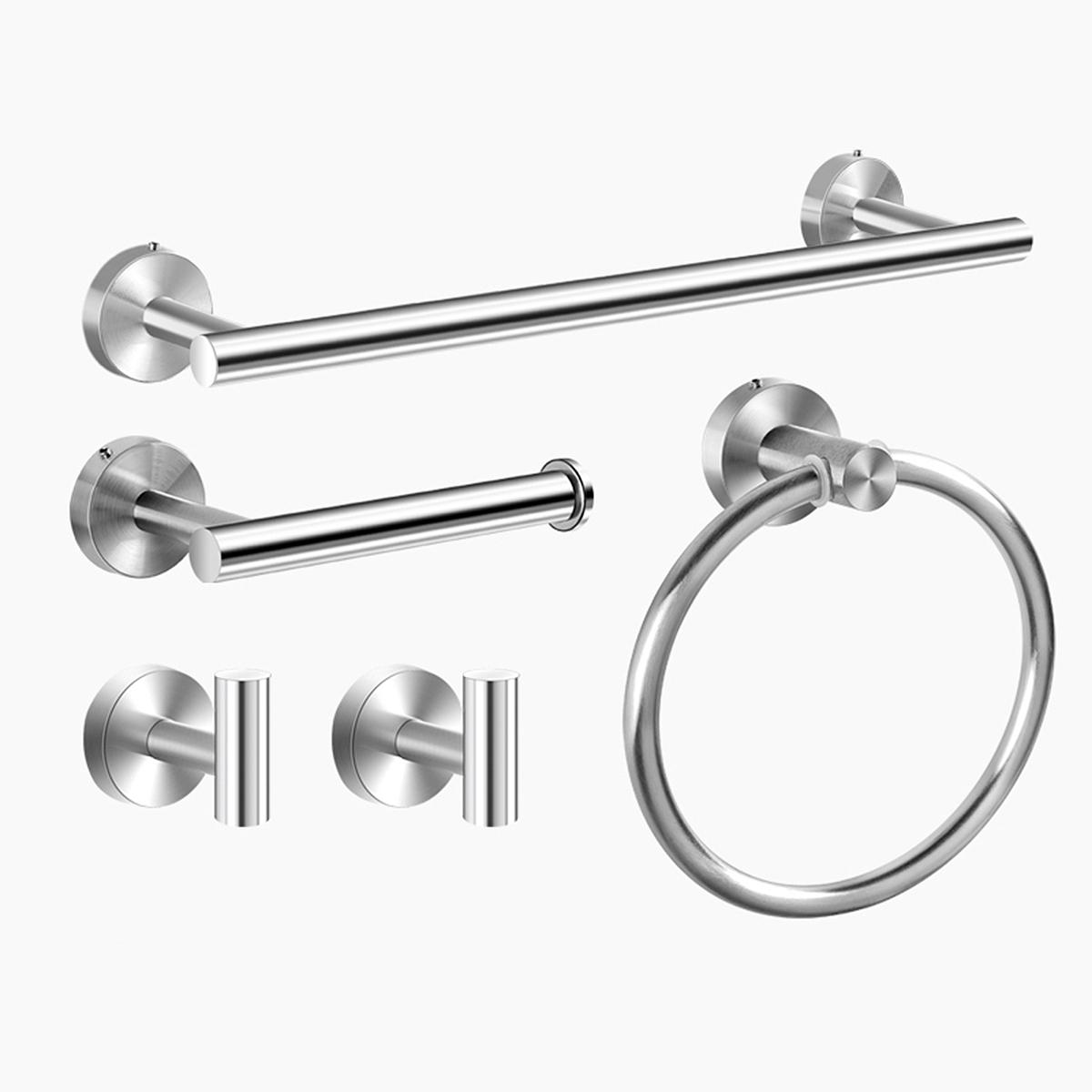 

Bathroom Hardware Set Accessories Stainless Steel Towel Rack Towel Ring Toilet Paper Holder Hook Bathroom Organizer Set