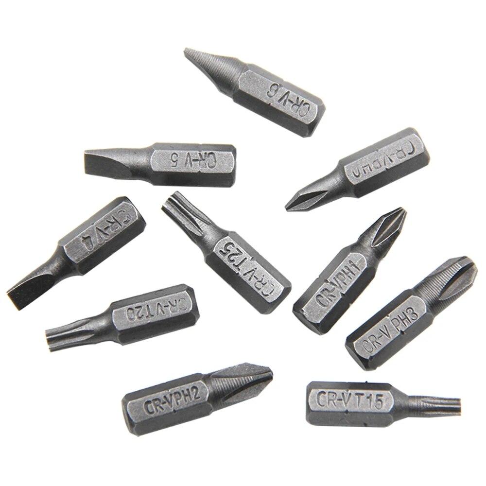 L-förmiger 1/4 Sechskant-Schraubendreherbit 90 Grad Doppelkopfgriff Schwarz 6,35 Schraubenschlüssel 10-teiliges Gelbes Klebeband Schraubendreherbit Werkzeugset