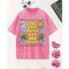 You Can Plan For 100 Years Prints Washed Men T-Shirt Casual Breathable Short Sleeve Soft Cotton Streetwear Loose Top