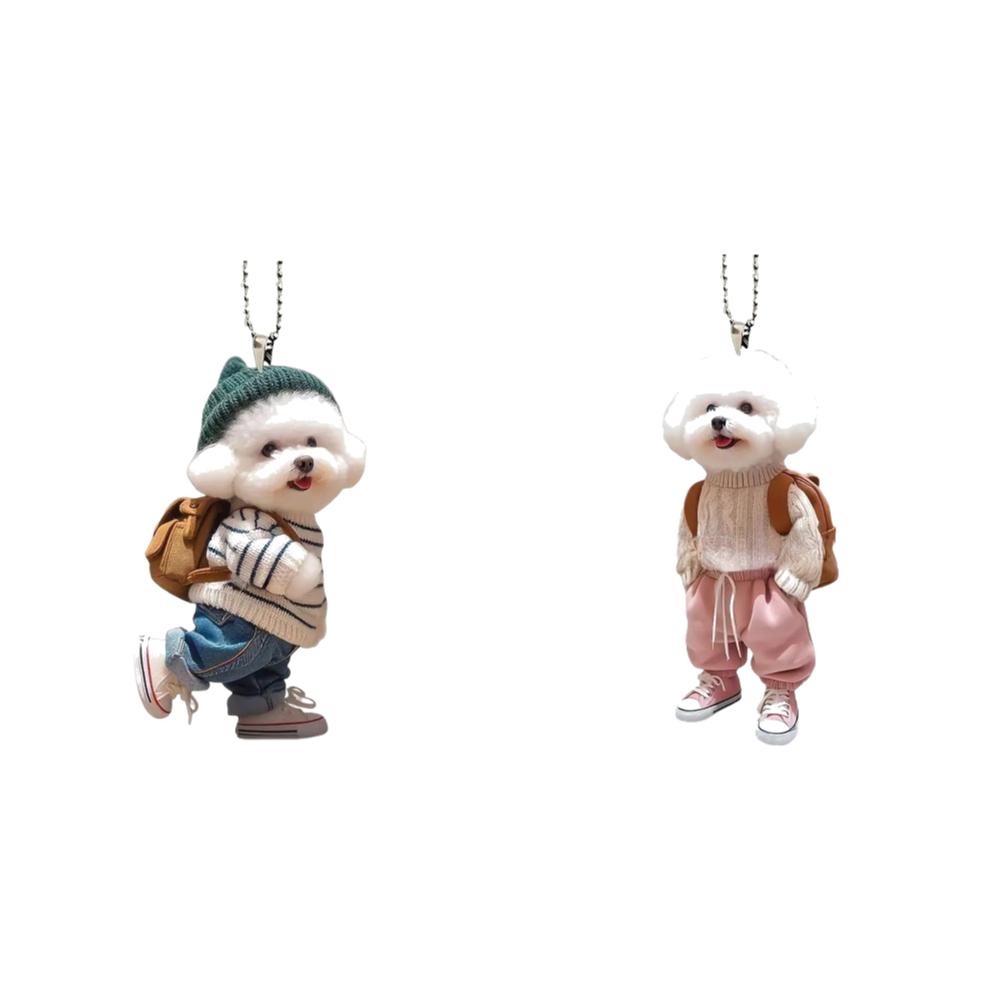 5-1PCS Acrylic 2D Creative Car Hanging Decor Realistic Animal Car Rearview Mirror Pendant Car Auto Interior Decoration