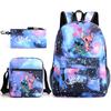 School Season Student Backpack Heat Transfer Travel Bag Three-Piece Leisure Bag Computer Bag