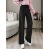 Waflowe elastyczne spodnie z wysokim stanem na co dzień jesienne i zimowe damskie koreański styl luźne drapowane spodnie szerokie nogawki pokaż długość nóg sportowe spodnie do biegania