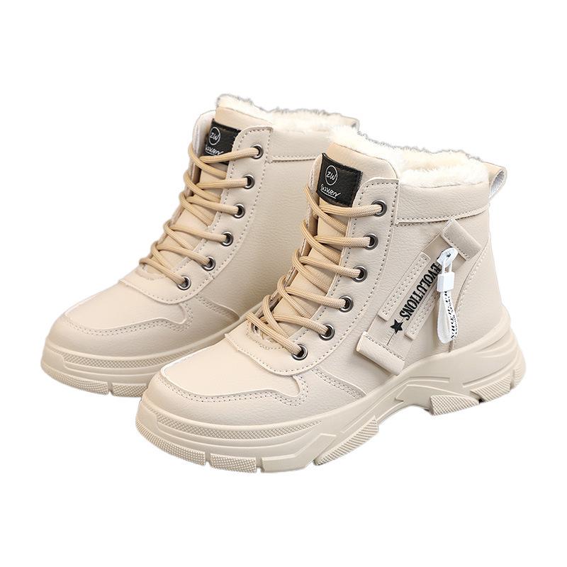 Winter 2024 Damen Trendige Dickbesohlte Fleecegefütterte Martin Boots