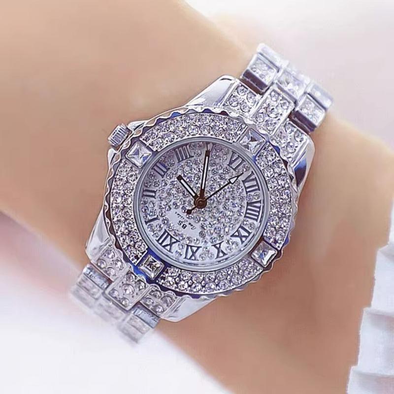 Damen Herren Mode Funkelnde Strassstein Uhr Hip Hop Ziffern Quarz Uhr Voll Diamant Elegante Armbanduhr Uhr Freund Paar Geschenke