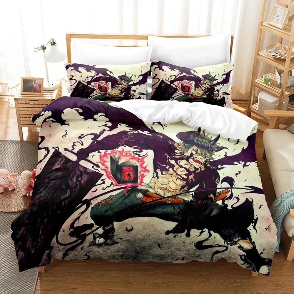 Black Clover Bedding Set Single Double Full Queen King Size Anime Duvet Cover Set For Adults Boys Quilt Cover Pillowcase