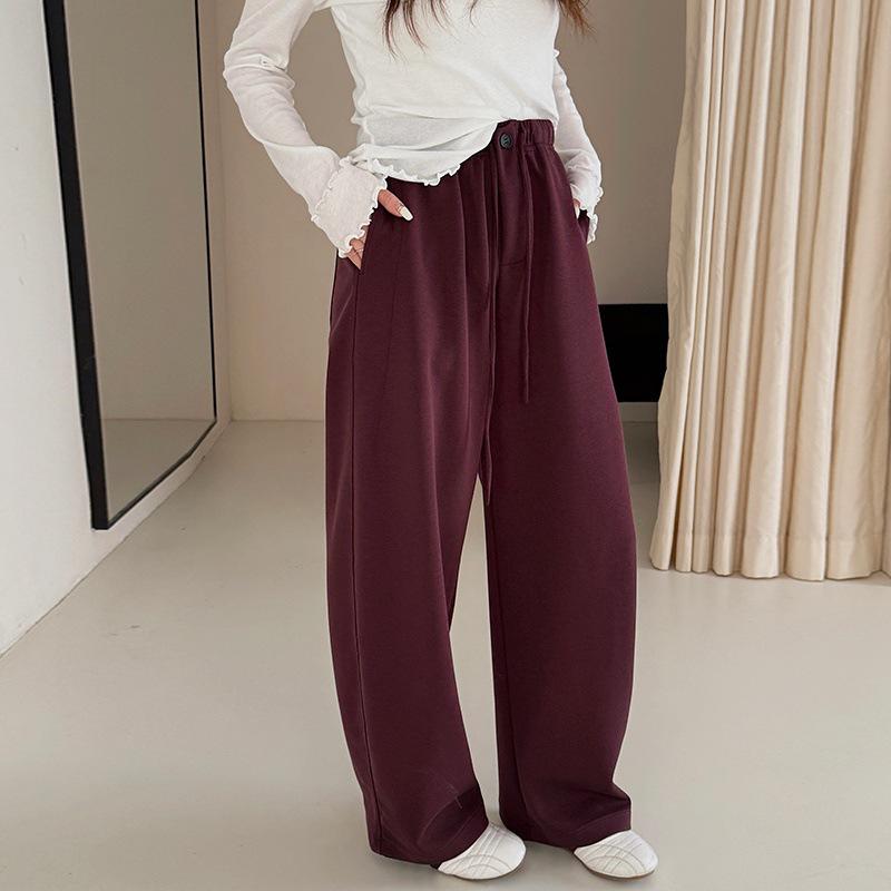 

2026 Spring Women s High Waist Lyocell-Cotton Wide-Leg Pants with Drawstring and Pockets Small
