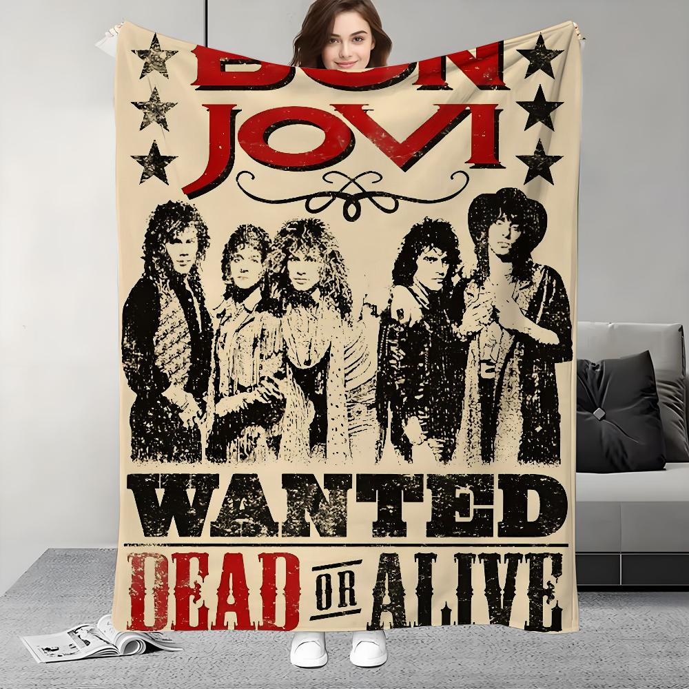 

Плед с дизайном группы B-Bon Jovi Forever Легкий Для общежития, Дневного сна, Гостиной, Офиса, Дивана, Всесезонный 30x40in