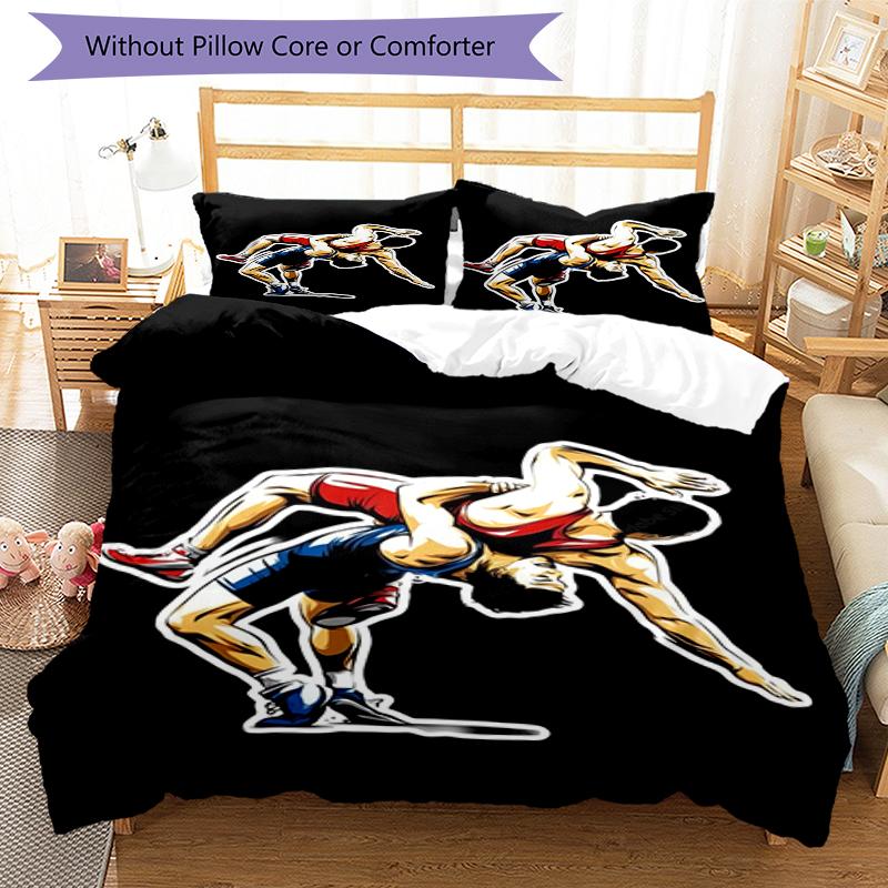 Set Biancheria da Letto 3 Pezzi Wrestling Copripiumino Chiusura Include 1 Copripiumino e 2 Federe, Morbido e Confortevole per Tutte le Stagioni.